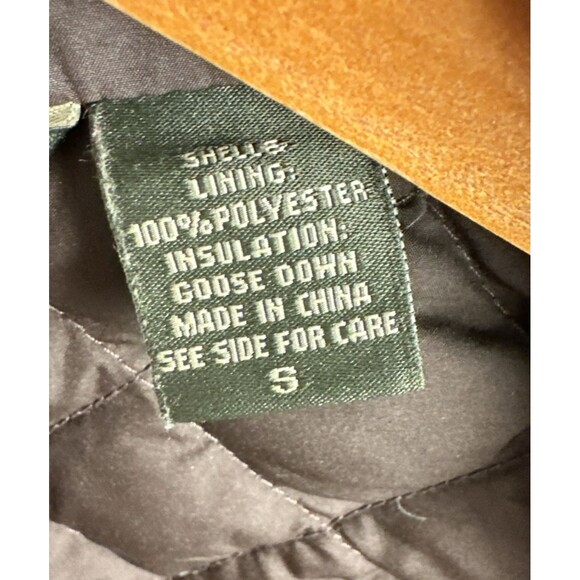 Eddie Bauer Quilted Full Zip Goose Down Embroidered Jacket Coat Sz Small Brown - Picture 4 of 13